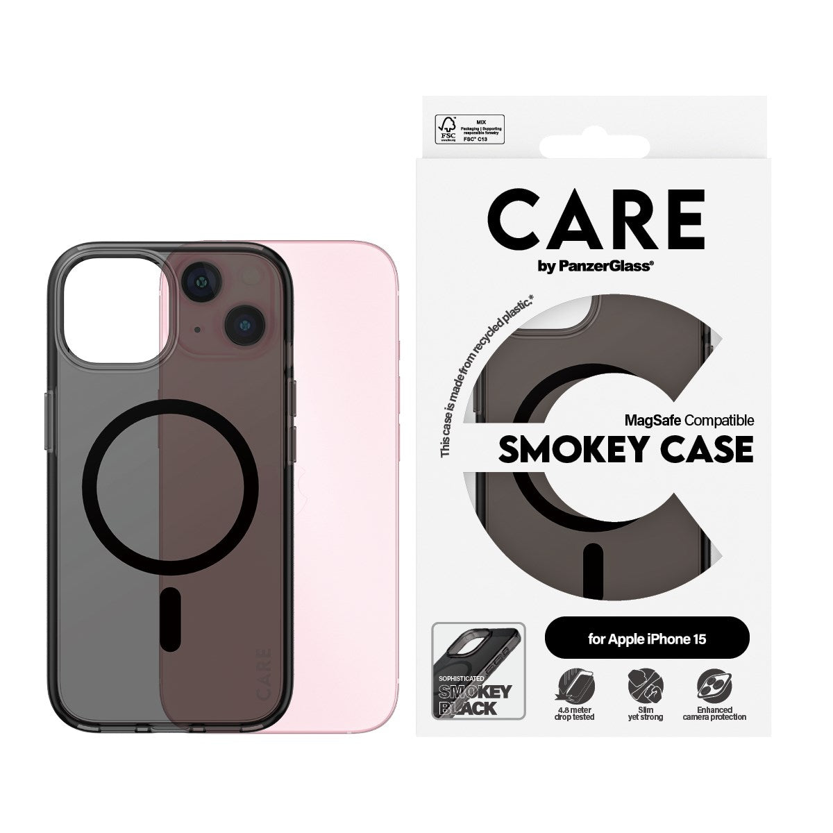 CARE by PanzerGlass iPhone 15 FLAGSHIP Urban Combat Skal - MagSafe Kompatibel - Smokey / Black