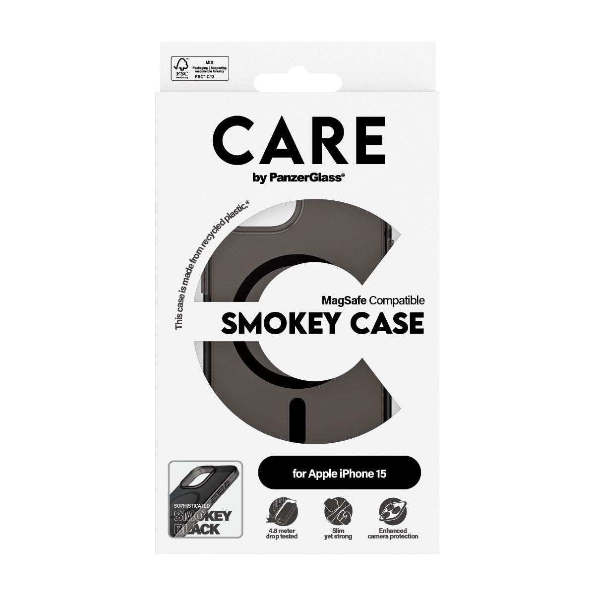 CARE by PanzerGlass iPhone 15 FLAGSHIP Urban Combat Skal - MagSafe Kompatibel - Smokey / Black