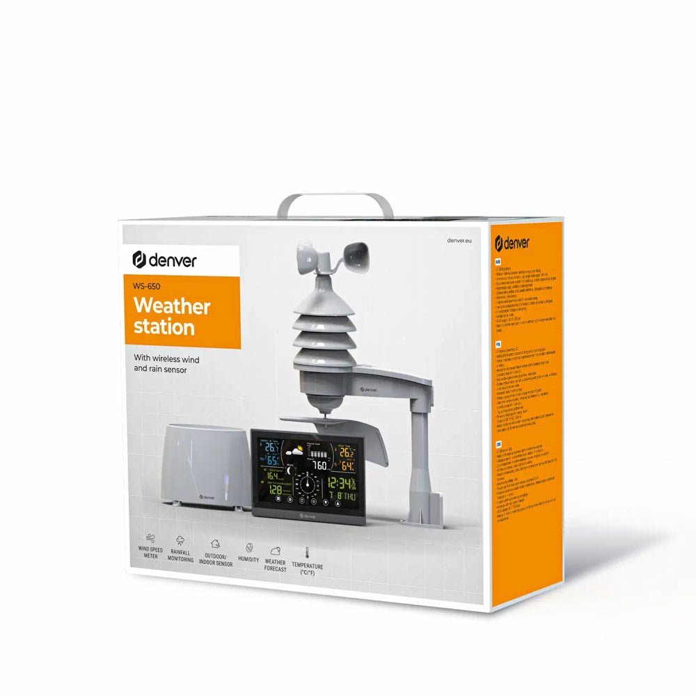 Denver WS-650 Väderstation m. Trådlös Vind- & Regnsensor - Vit