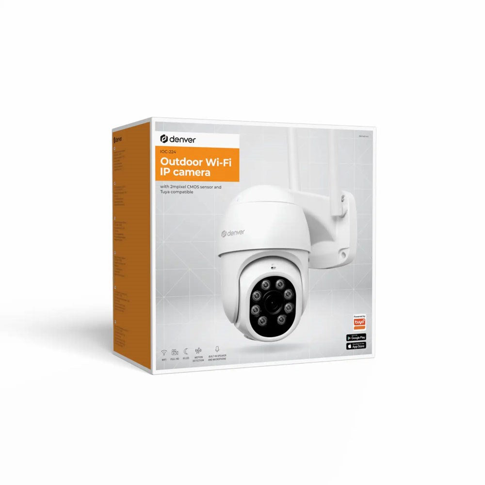 Denver IOC-224 Smart Home Utomhusövervakningskamera - Tuya Kompatibel - Vit