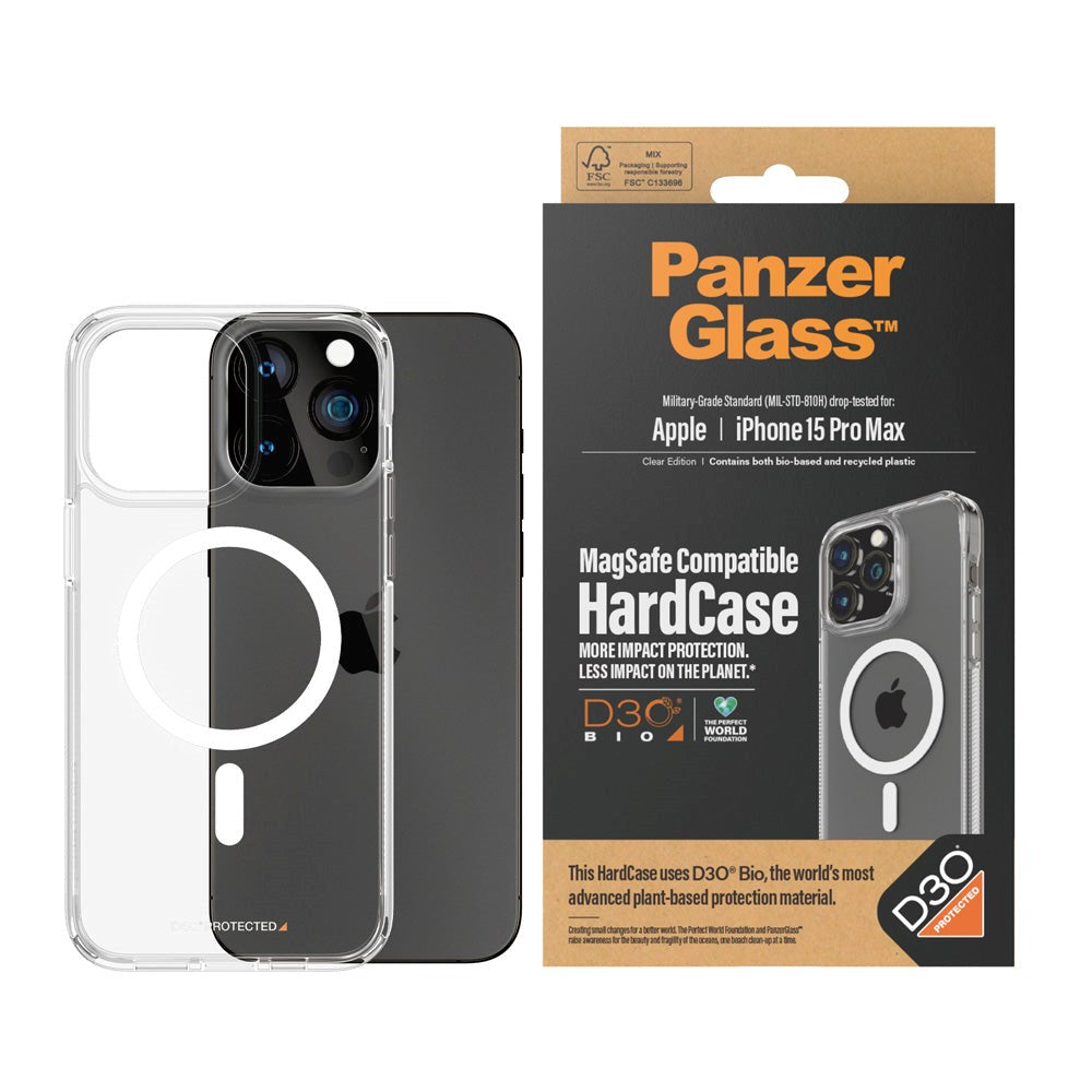 iPhone 15 Pro Max Skal PanzerGlass D3O® Bio HardCase  - MagSafe Kompatibelt - Transparent