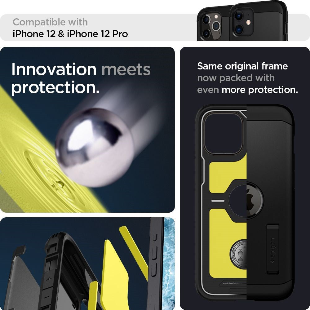 iPhone 12 / 12 Pro Spigen Tough Armor Skal med Stativfunktion - Svart