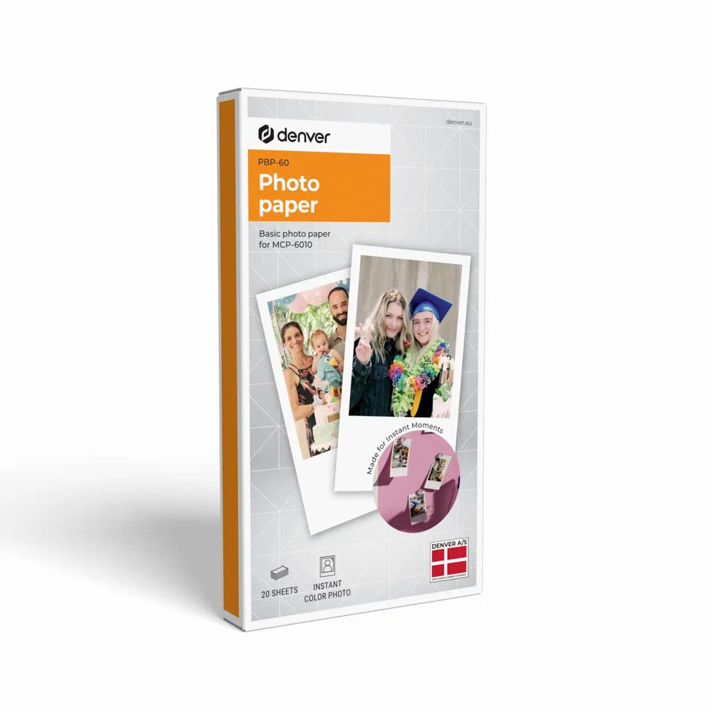 Denver PBP-60 Fotopapper till MCP-6010 Bluetooth Skrivare - 20 st - Vit