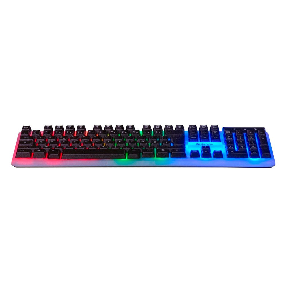 Denver GKB-232 Gamingtangentbord - 150cm USB-kabel - RGB-Ljus - Nordisk Layout - Svart