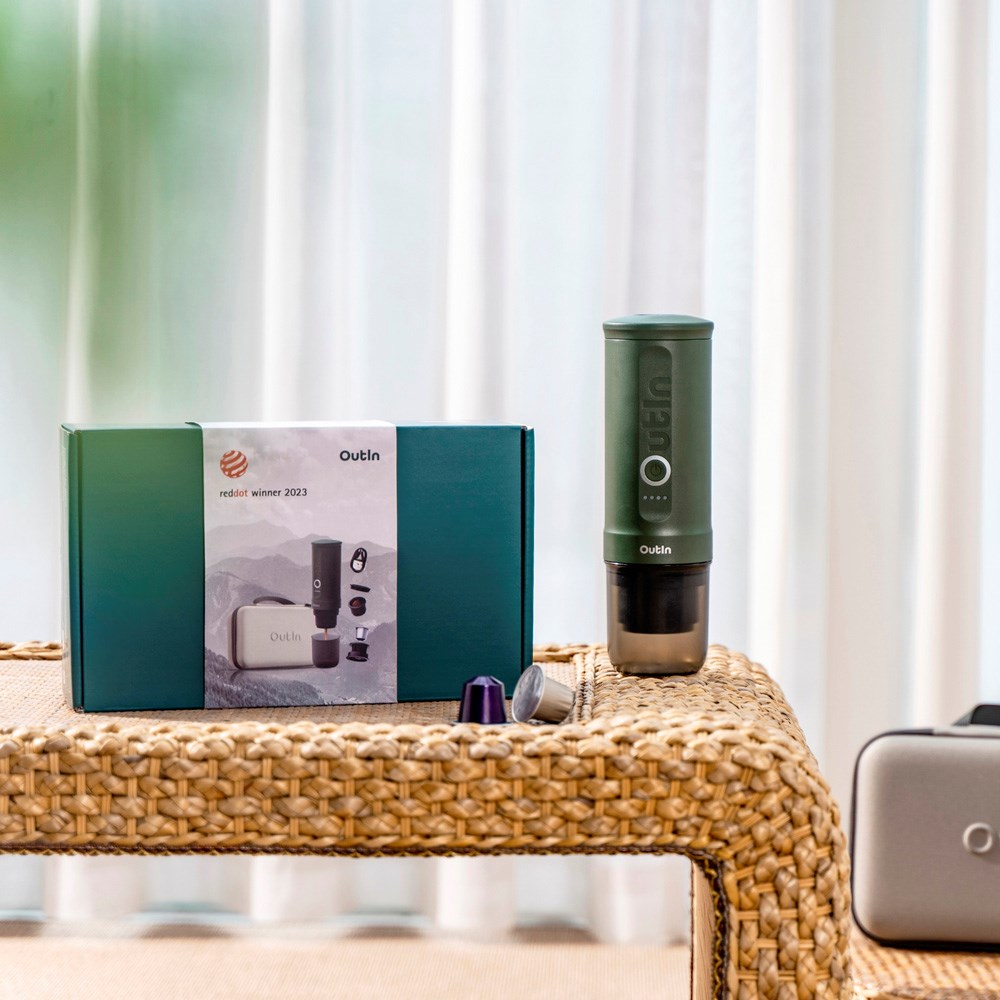 OutIn Nano Bärbar Espressomaskin Set - Forest Green
