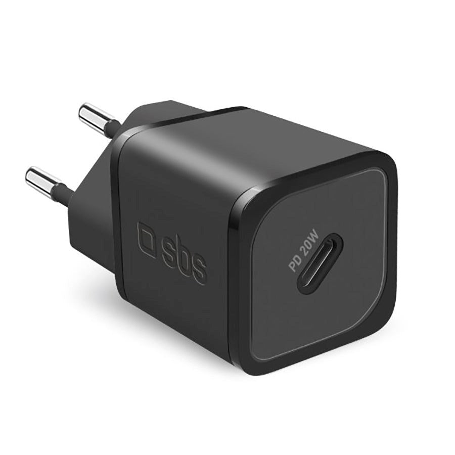 SBS NanoTube 20W GaN Väggladdare med USB-C PD - Svart