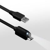 NazTech Micro-USB-kabel med Lampa - Svart