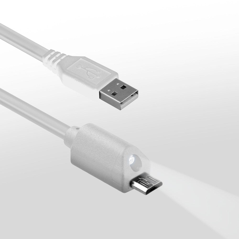 NazTech Micro-USB-kabel med Lampa 1,8 m - Vit