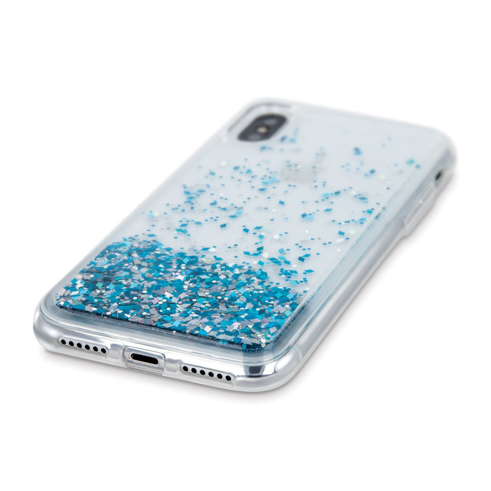 Samsung Galaxy S23 Ultra Genomskinlig Glitter Plast Skal - Blå