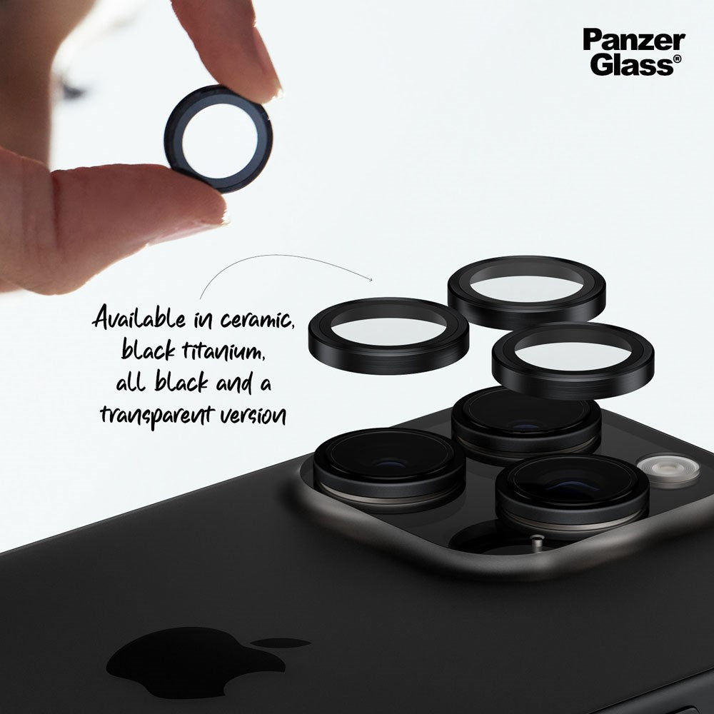 iPhone 16 Pro / 16 Pro Max PanzerGlass Hoops - Kameraskydd - Genomskinlig / Svart