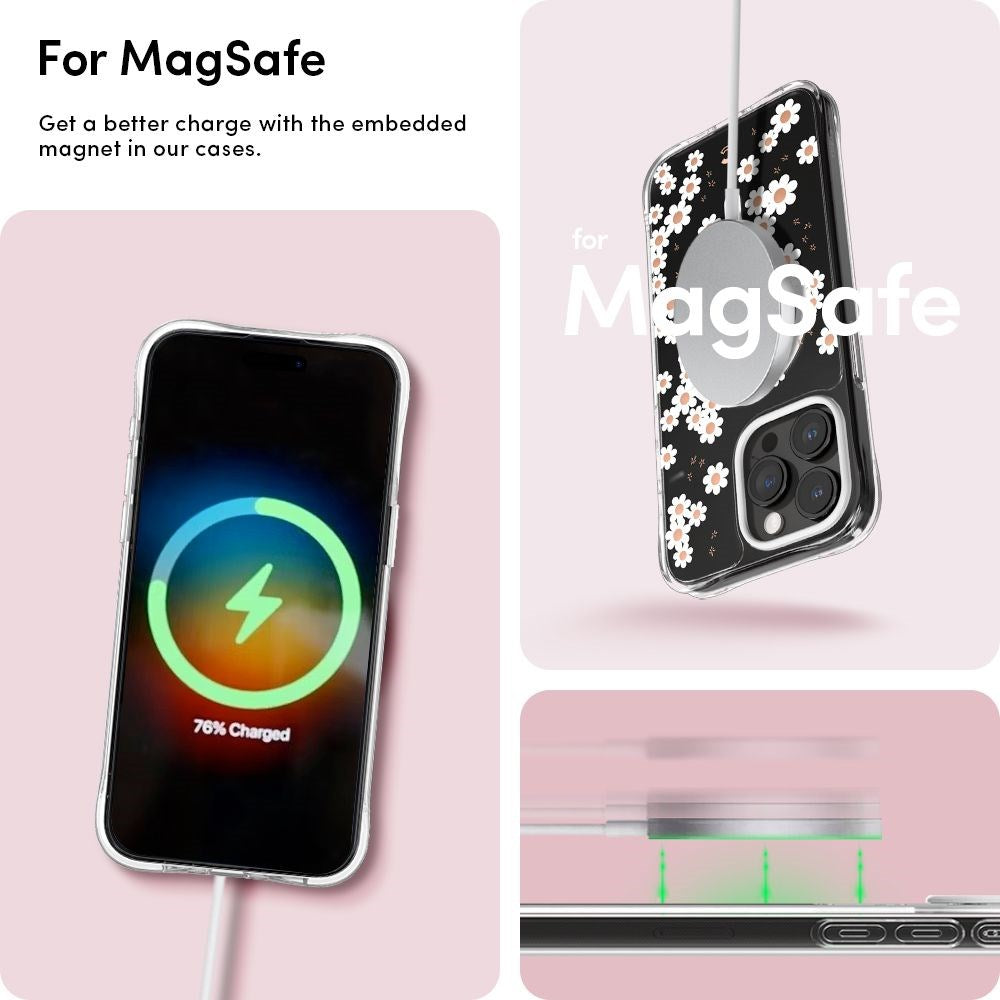 iPhone 15 Pro Max Cyrill Cecile Plast Skal m. Rem - MagSafe Kompatibelt - White Daisy