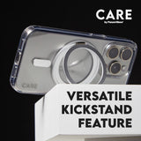 CARE by PanzerGlass iPhone 16 Plus Feature Kickstand Skal - MagSafe Kompatibel - Transparent / Silver