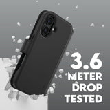 CARE by PanzerGlass iPhone 16 Feature Tango 2-i-1 Skal med Plånbok - Svart