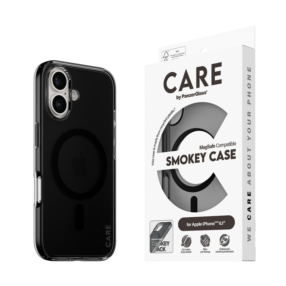 CARE by PanzerGlass iPhone 16 FLAGSHIP Urban Combat Skal - MagSafe Kompatibel - Smokey / Black