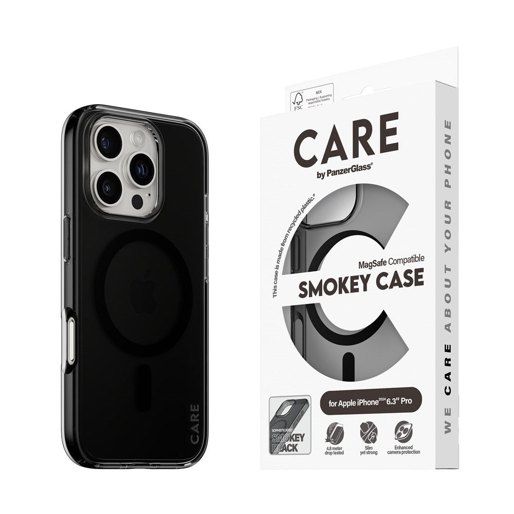CARE by PanzerGlass iPhone 16 Pro FLAGSHIP Urban Combat Skal - MagSafe Kompatibel -Smokey / Black