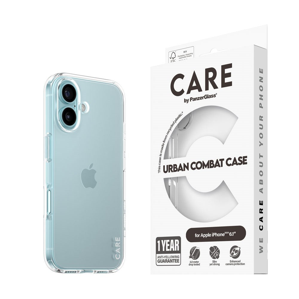 CARE by PanzerGlass iPhone 16 FLAGSHIP Urban Combat-deksel - Transparent