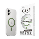 CARE by PanzerGlass iPhone 16 Plus FLAGSHIP Urban Combat Skal - MagSafe Kompatibel -Transparent / Piquant Green