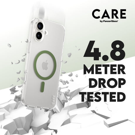 CARE by PanzerGlass iPhone 16 Plus FLAGSHIP Urban Combat Skal - MagSafe Kompatibel -Transparent / Piquant Green