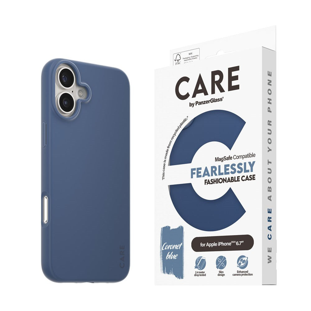 CARE by PanzerGlass iPhone 16 Plus FASHION Fearlessly Fashionable Skal - MagSafe Kompatibel - Coronet Blue