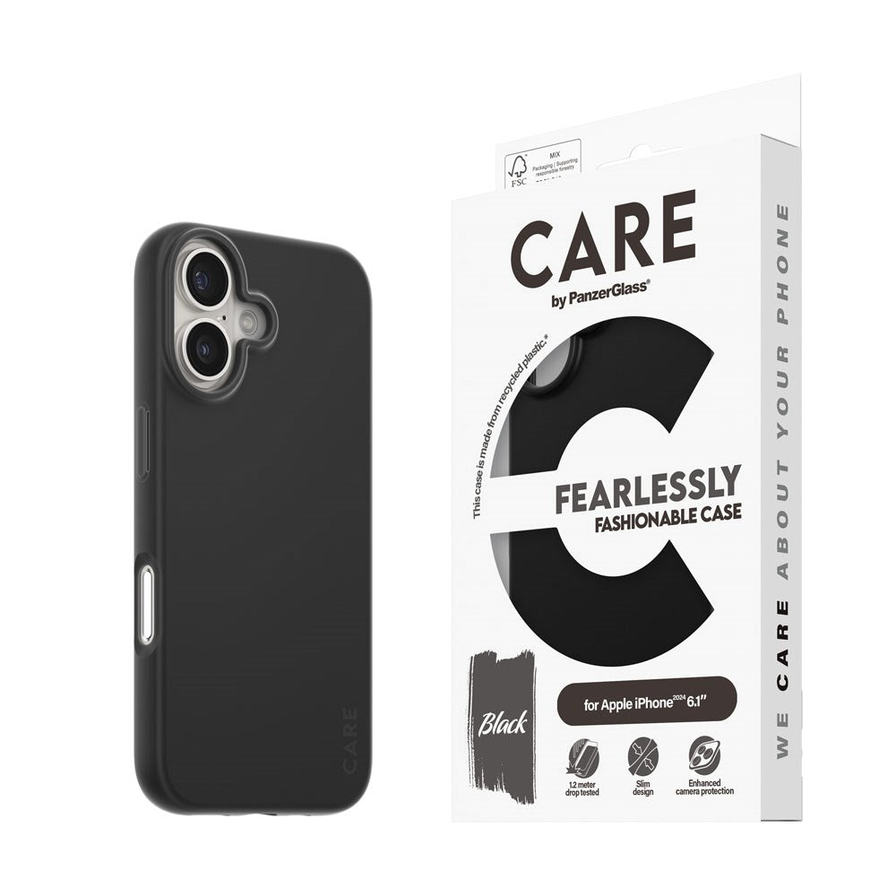 CARE by PanzerGlass iPhone 16 FASHION Fearlessly Fashionable Skal - Black