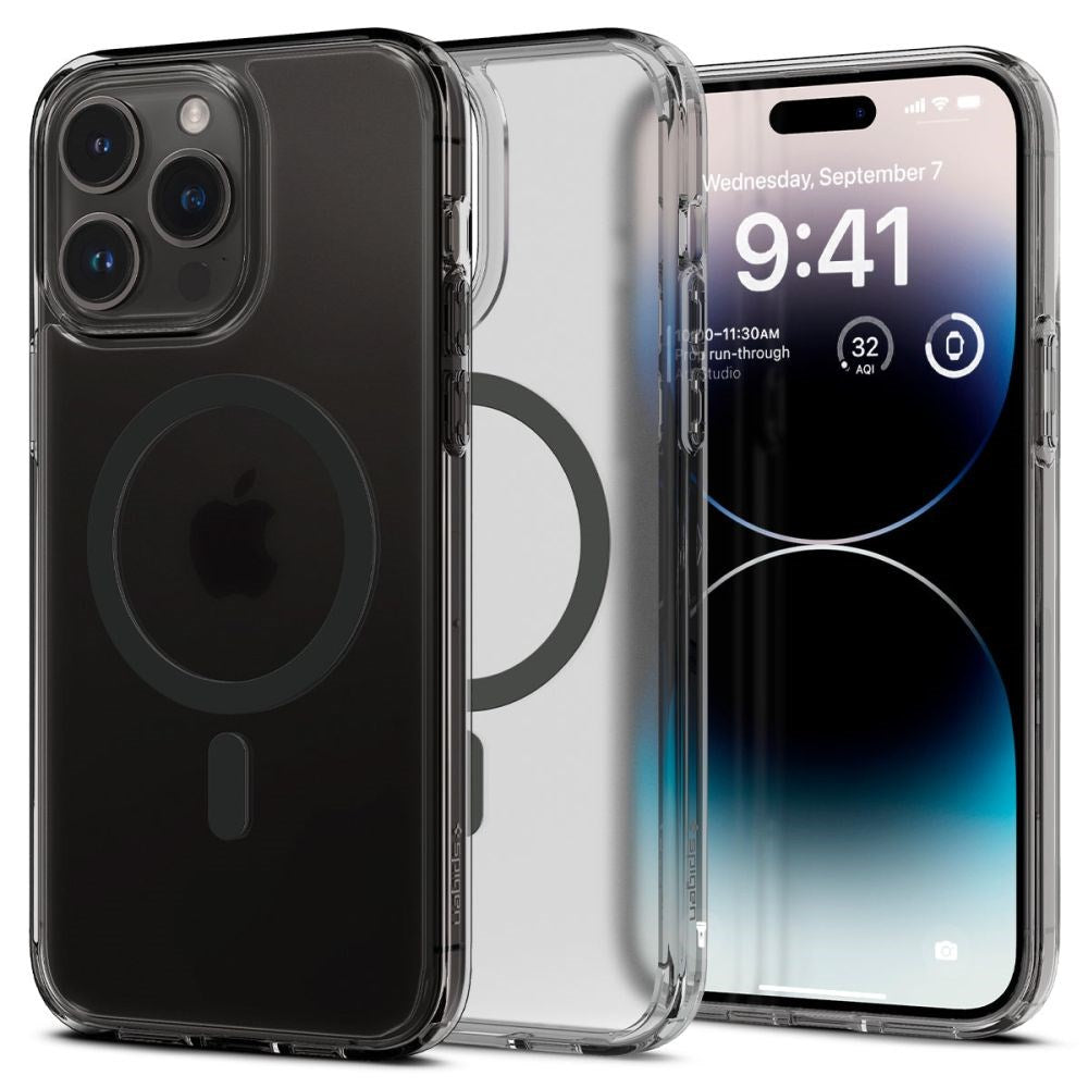 iPhone 14 Pro Max Spigen Ultra Hybrid Skal - MagSafe-kompatibelt - Matt Transparent / Frost Black