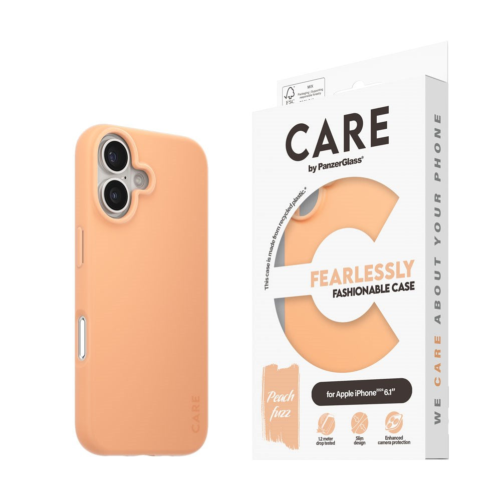 CARE by PanzerGlass iPhone 16 FASHION Fearlessly Fashionable Skal - Peach Fuzz