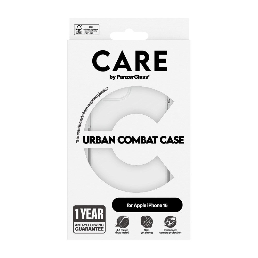 CARE by PanzerGlass iPhone 15 FLAGSHIP Urban Combat Skal - Transparent