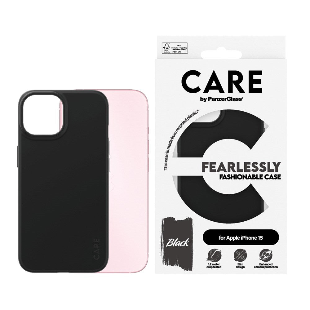 CARE by PanzerGlass iPhone 15 FASHION Fearlessly Fashionable Skal - Black