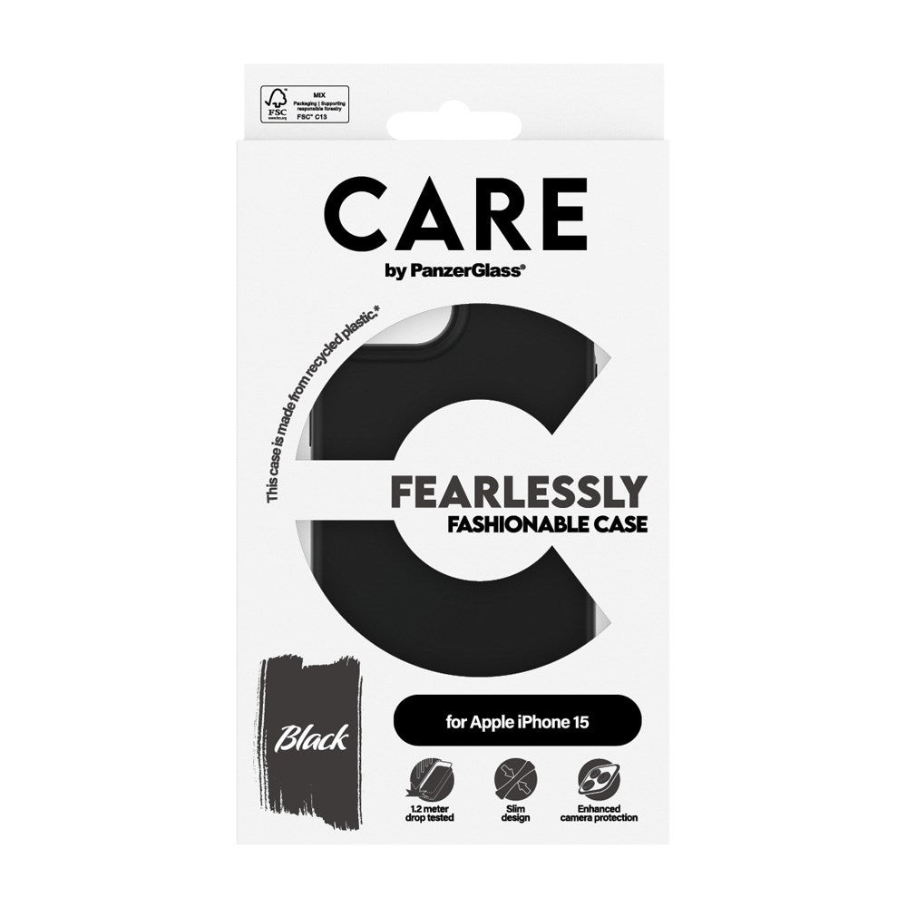 CARE by PanzerGlass iPhone 15 FASHION Fearlessly Fashionable Skal - Black