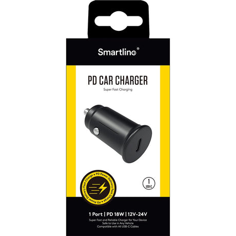 SmartLine PD (Power Delivery) 20W Biladapter med USB-C - Svart