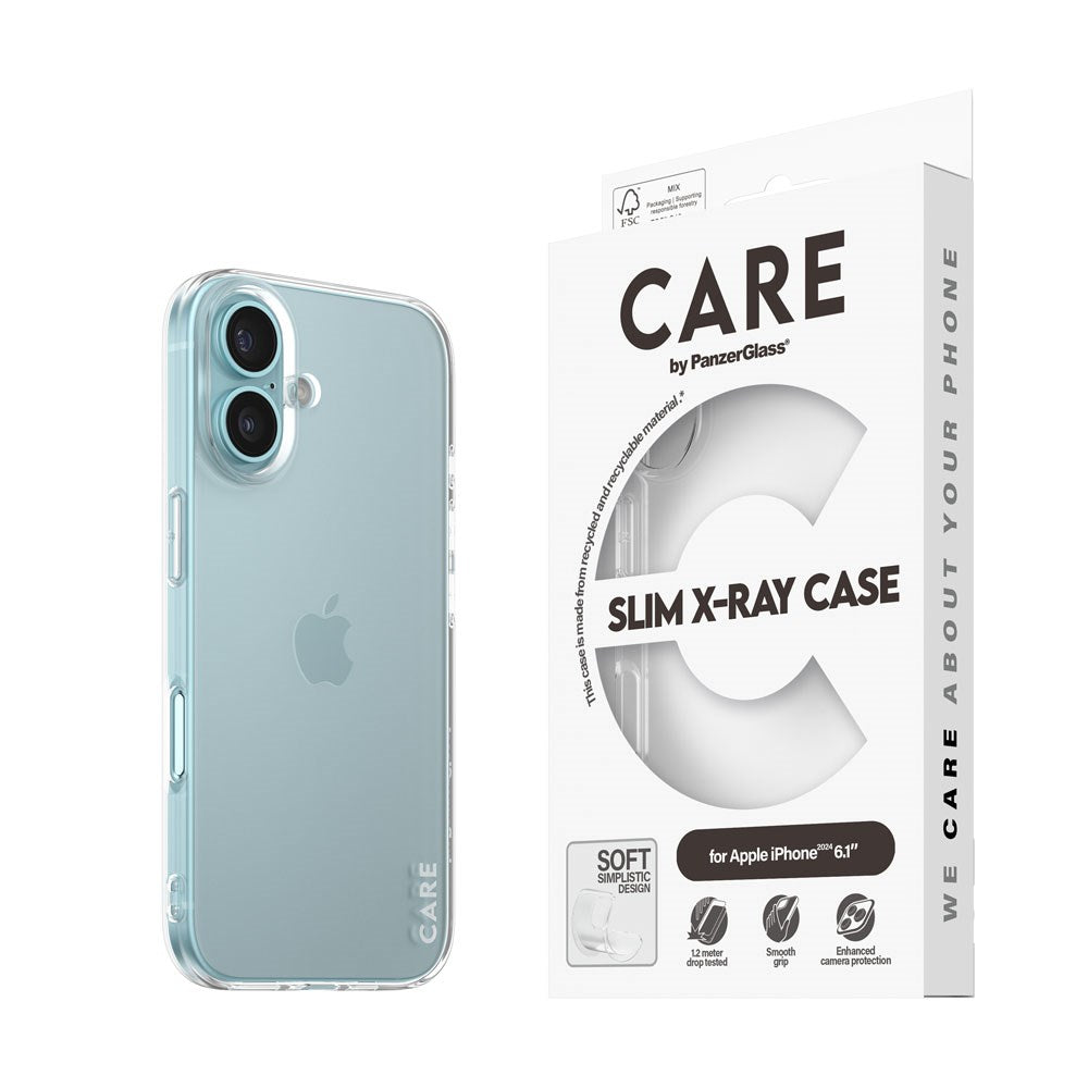 CARE by PanzerGlass iPhone 16 FASHION X-Ray Soft Basic Skal - Genomskinlig