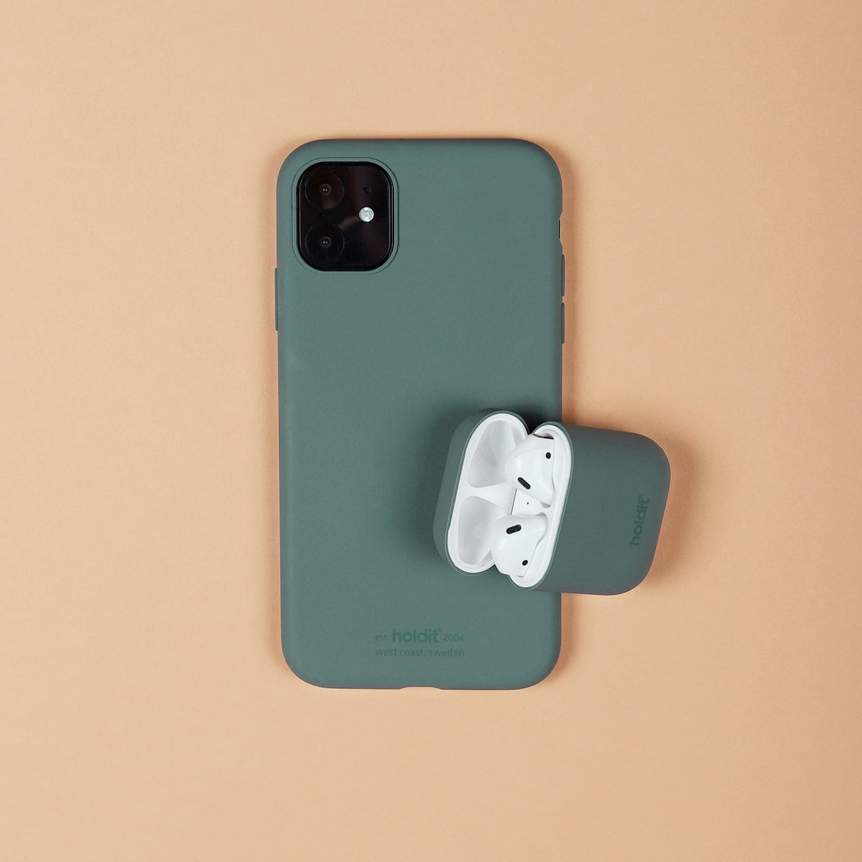 Holdit Nygård Silicone Case för AirPods (1 och 2nd Gen.) - Moss Green