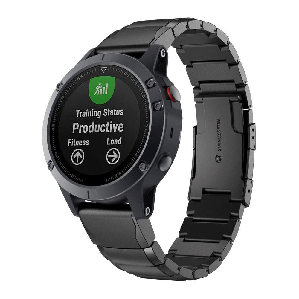 Universal Garmin 26mm QuickFit Tech-Protect rostfritt stålrem - Svart