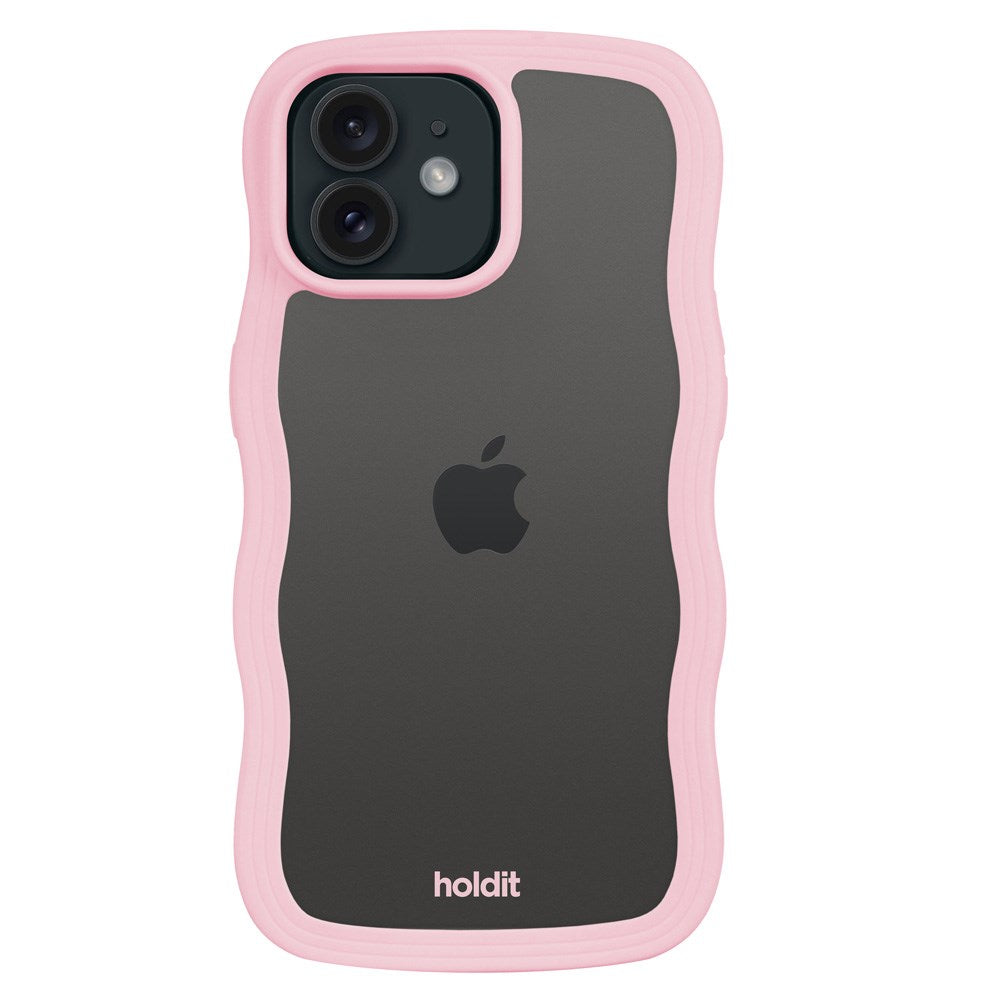 Holdit iPhone 12 / 12 Pro Wavy Skal - Pink / Transparent