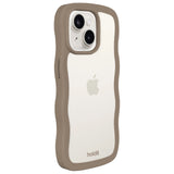 Holdit iPhone 15 / 14 / 13 Wavy Skal - Mocha Brown / Transparent