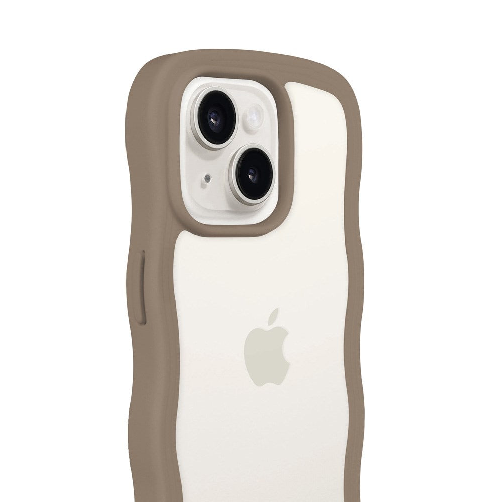 Holdit iPhone 15 / 14 / 13 Wavy Skal - Mocha Brown / Transparent