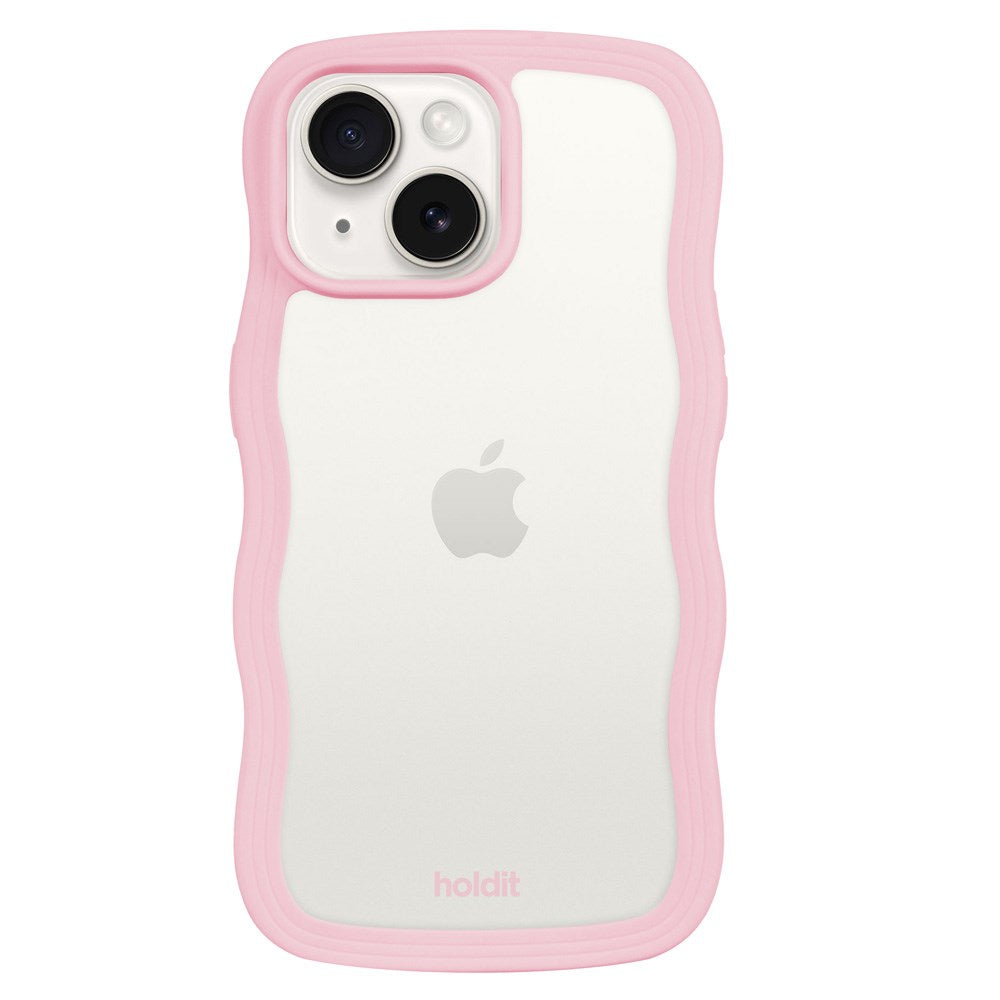 Holdit iPhone 15 / 14 / 13 Wavy Skal - Pink / Transparent