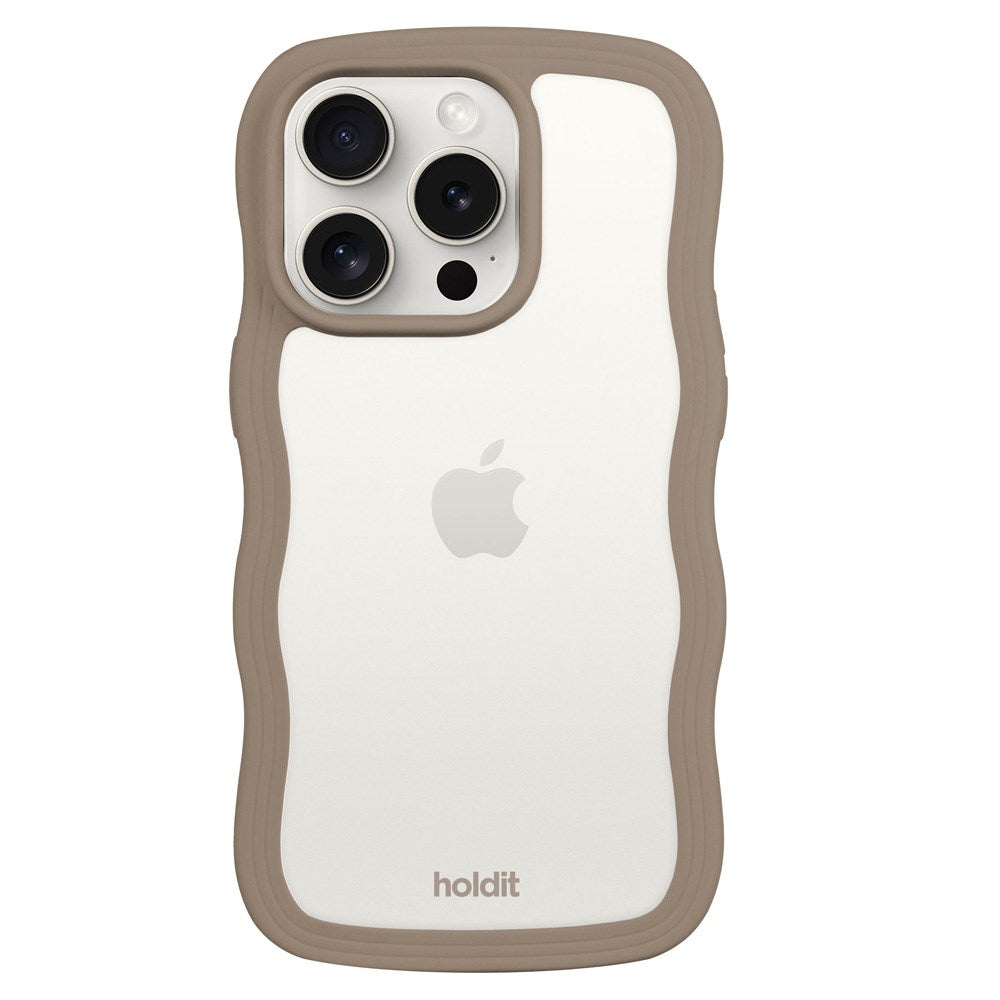 Holdit iPhone 14 Pro Wavy Skal - Mocha Brown / Transparent