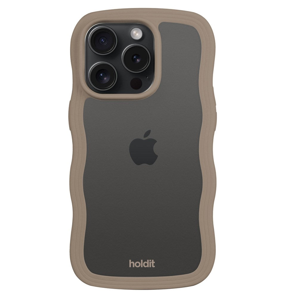 Holdit iPhone 14 Pro Wavy Skal - Mocha Brown / Transparent