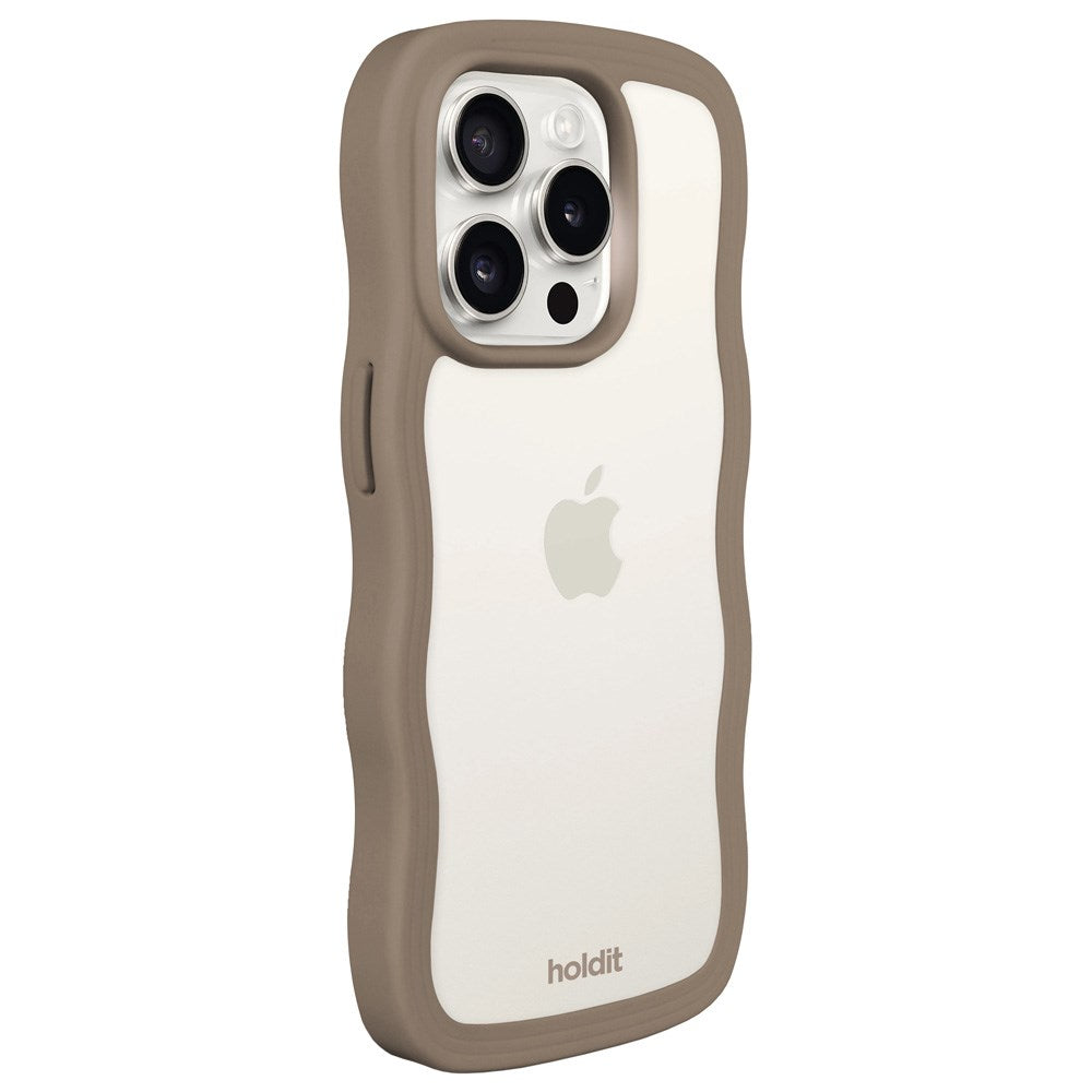 Holdit iPhone 14 Pro Wavy Skal - Mocha Brown / Transparent