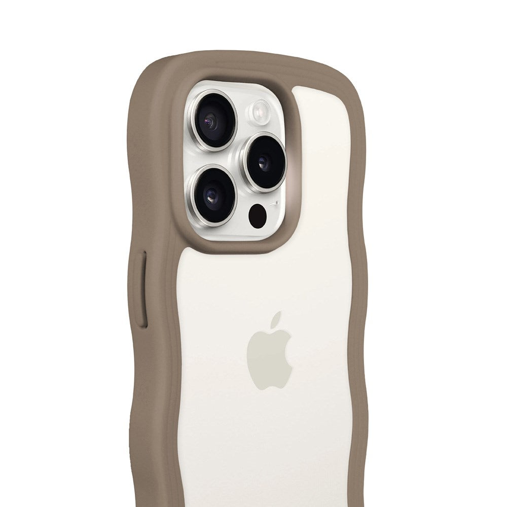 Holdit iPhone 14 Pro Wavy Skal - Mocha Brown / Transparent