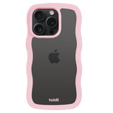 Holdit iPhone 14 Pro Wavy Skal - Pink / Transparent