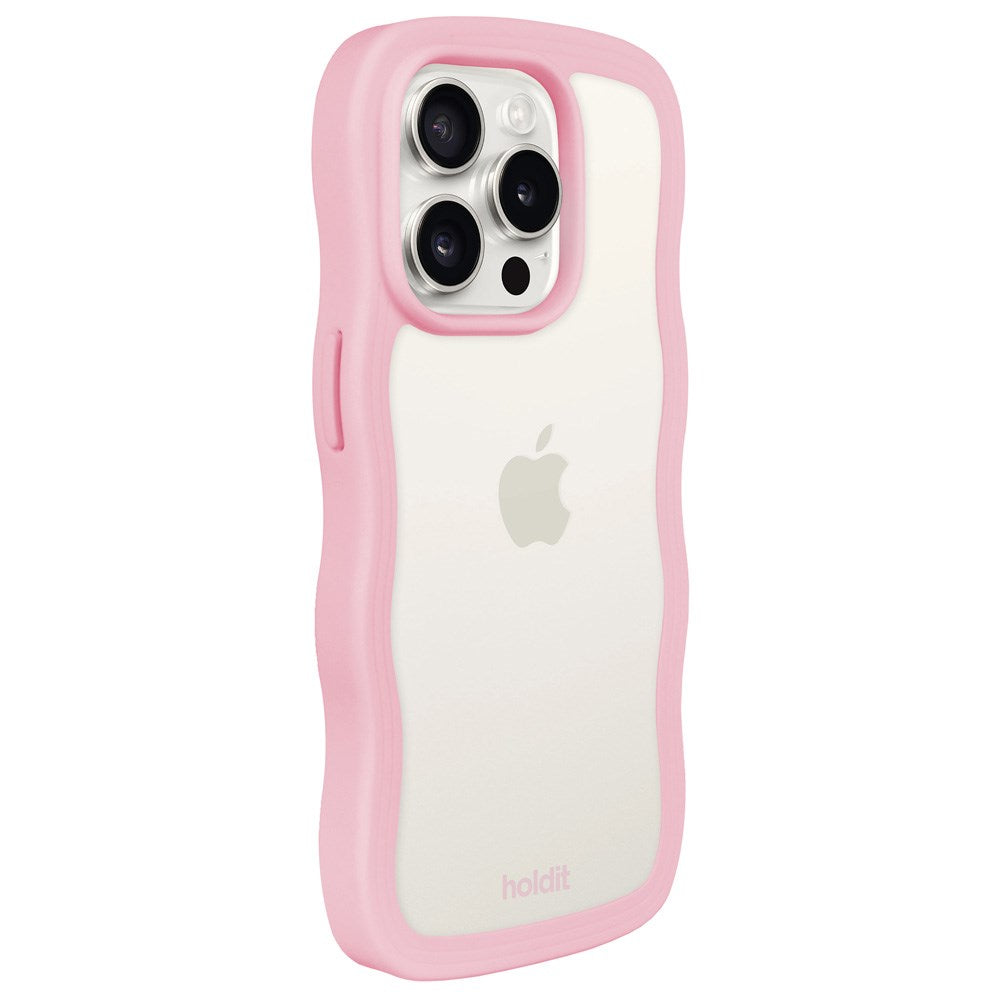 Holdit iPhone 14 Pro Max Wavy Skal - Pink / Transparent