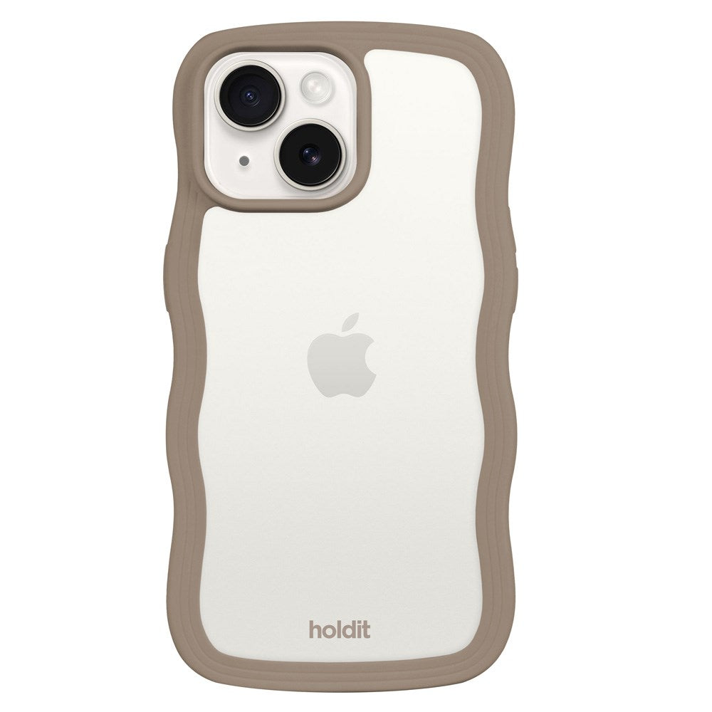 Holdit iPhone 15 Plus / 14 Plus Wavy Skal - Mocha Brown / Transparent