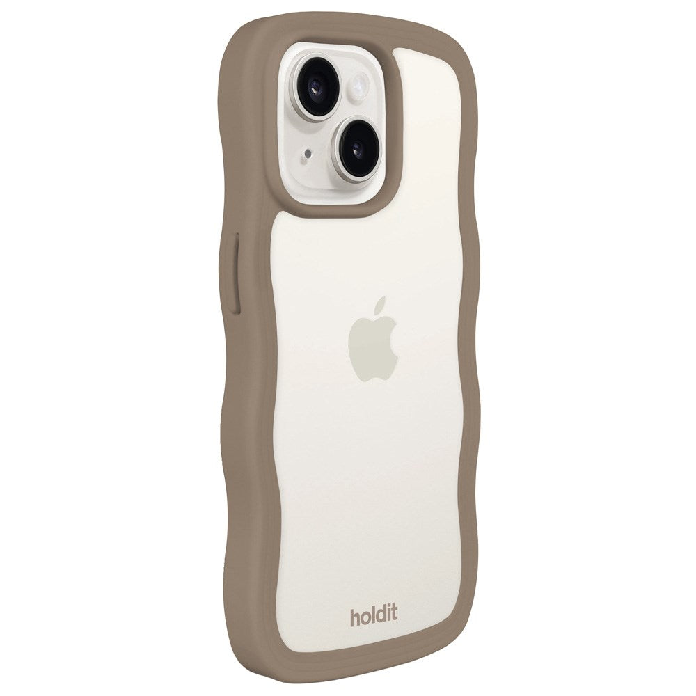 Holdit iPhone 15 Plus / 14 Plus Wavy Skal - Mocha Brown / Transparent