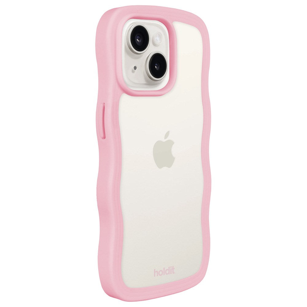 Holdit iPhone 15 Plus / 14 Plus Wavy Skal - Pink / Transparent