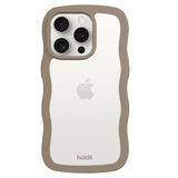 Holdit iPhone 15 Pro Wavy Skal - Mocha Brown / Transparent