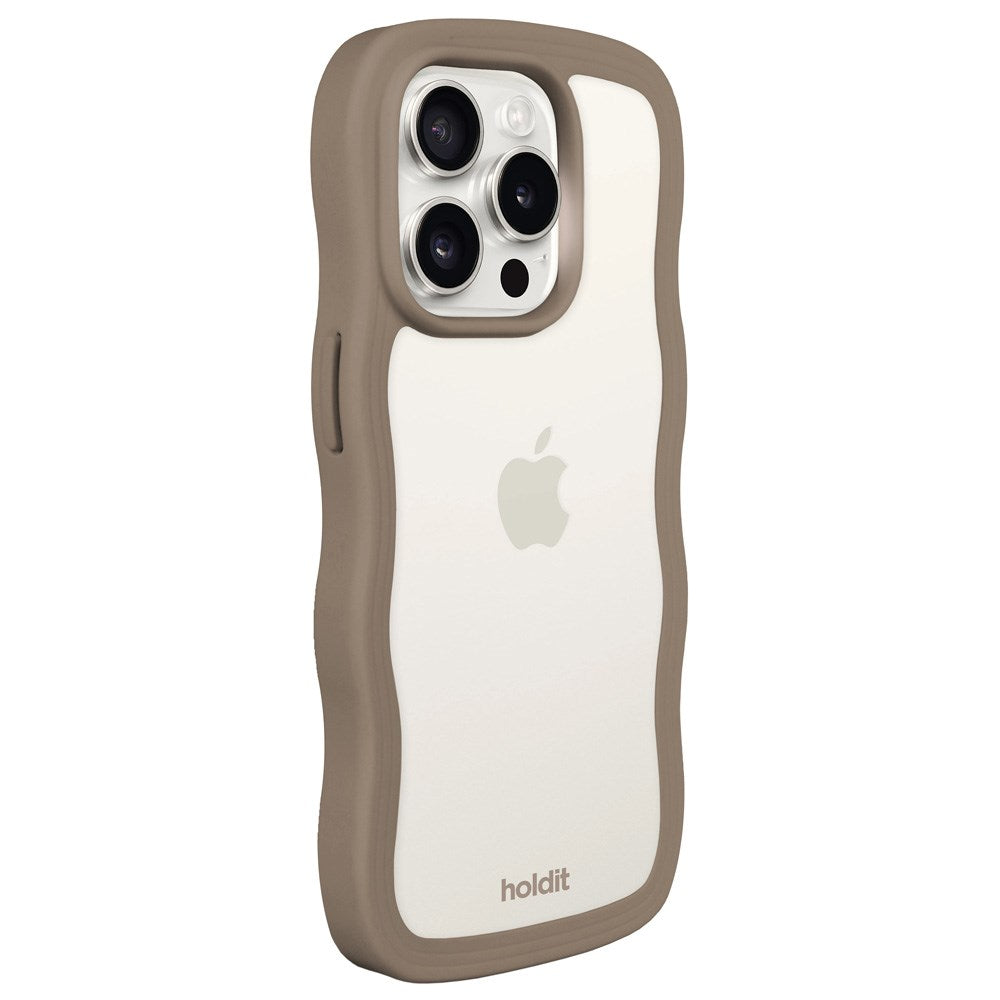 Holdit iPhone 15 Pro Max Wavy Skal - Mocha Brown / Transparent