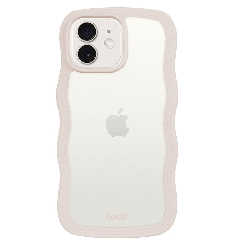 Holdit iPhone 12 / 12 Pro Wavy Skal - Light Beige / Transparent