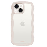 Holdit iPhone 15 / 14 / 13 Wavy Skal - Light Beige / Transparent